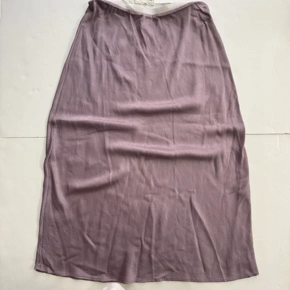 Anthropologie Bias Cut Midi Skirt Size Medium Dusty Purple Silky Slip Style - Picture 3 of 7